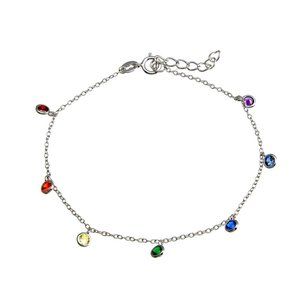Silver 925 Rhodium Plated Multi Color CZ Bracelet